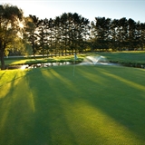 Green near a water hazard.