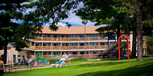 Aloha Beach Resort Suites playground and room balconies