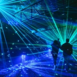 Green and blue laser lights.