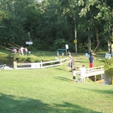 People go fishing in several ponds.