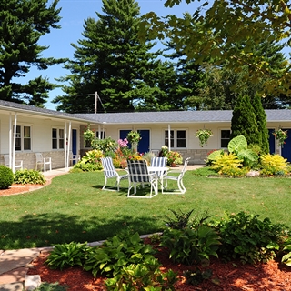 The Wilderness on the Lake buildings stand on the shores of Lake Delton in Wisconsin Dells.