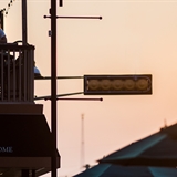 A couple on the Dells Distillery rooftop patio.