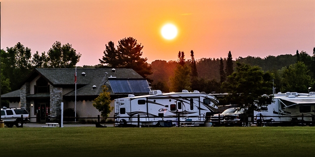 Campground on a sunset.