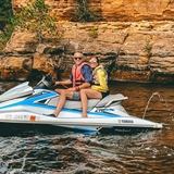 A couple on a jet ski.