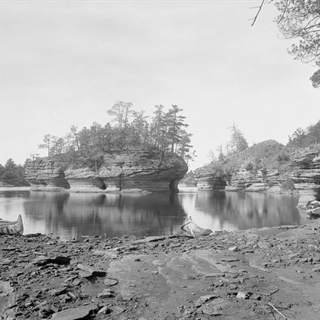 Lone rock photographed by Henry Hamilton Bennett.