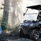 golf cart in the trees