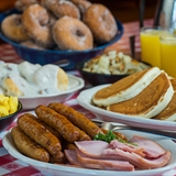 Large breakfast spread.