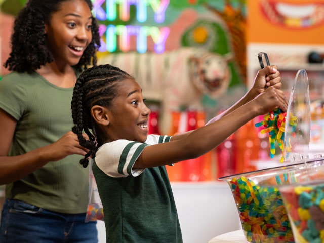 Excited kids shop at Pure Sugar Factory