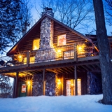 Cabin exterior in winter
