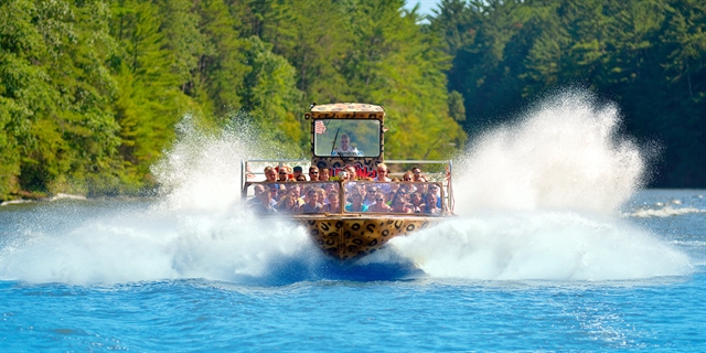 Jet boats on the water in Wisconsin Dells.